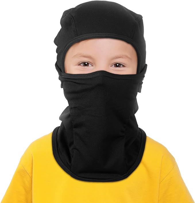 Kids Ski Mask Balaclava Fleece Face and Neck Cover Mask Thermal Kids Balaclava Windproof Face Warmer Winter Face Mask for Boys Girls Children Cycling Running Skiing Snowboarding Winter (Black)