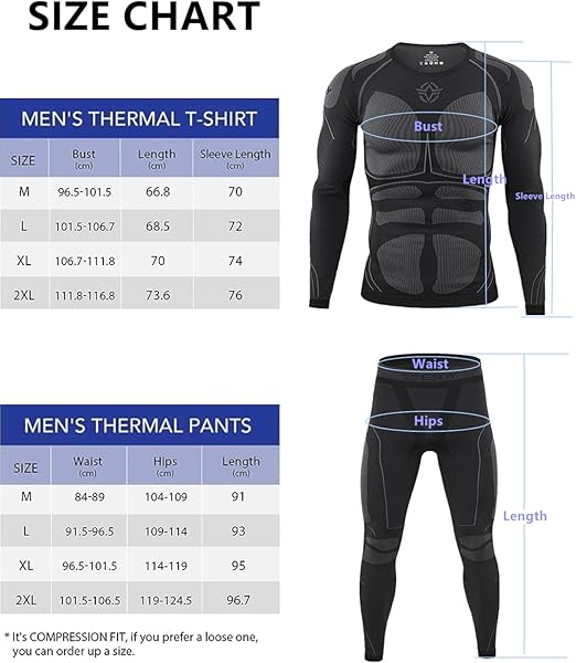 WINDCHASER Men's Thermal Underwear Set Long Sleeve Tops Long Johns Base Layer Bottom Seamless Quick Drying for Cycling, Hiking, Skiing, M