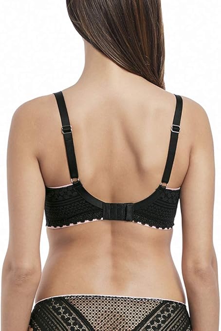 Freya Women's Daisy Lace Underwire Balcony Bra Plunge, Opaque, Black, 32E