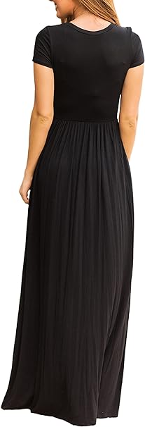 GRECERELLE Womens Maxi Dress Summer Casual Long Dresses for Ladies with Pockets (Black, L)