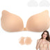 Lnmyic Push up Bra Backless Bras for Women, Stick on Bra Reusable Strapless bra, Comfortable Invisible Sticky bra and Nipple Covers for All Backless Clothes, Beige, B