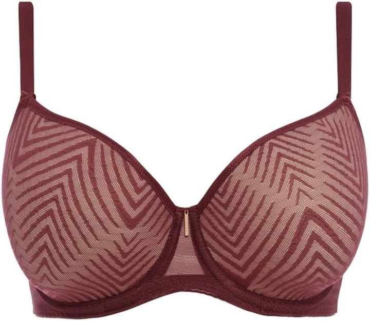 Freya Women's Fitted Shaped T-Shirt Bra with Underwire, Opaque, Dark Cherry, 34F