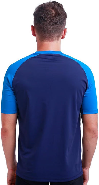 H.MILES Men's Rash Vest Short Sleeve Male Adults Rashguard Swim Base Layer Snorkeling Swimming Surfing Tops Diving Beach T-shirt DK Navy/DK Blue L