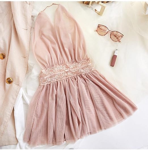 TBSCWYF Women's Kimono Robe Lace Sleeping Babydoll Nightgown Mesh and Thong Set and Belt Lingerie Sets, pink, One size