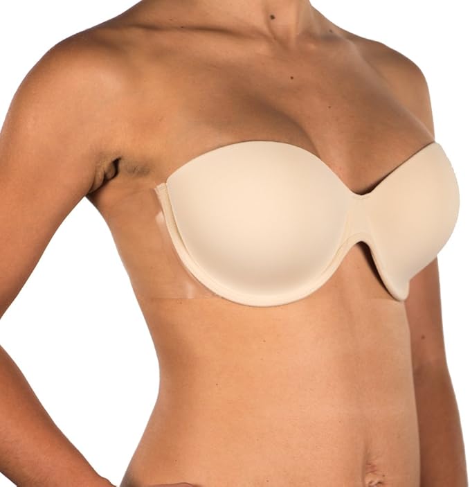 Perfection Secrets Winged Bra - Backless Strapless Invisible Adhesive Wings A to E Cup (DD, Nude)