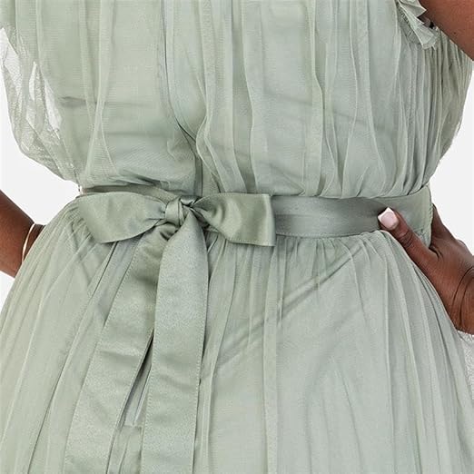 Anaya with Love Women's Belt Ladies Satin Sash Waist Tie Ribbon Bow Accessory for Bridesmaids Bridal Wedding Prom Evening Occasion, Frosty Green, L-XL