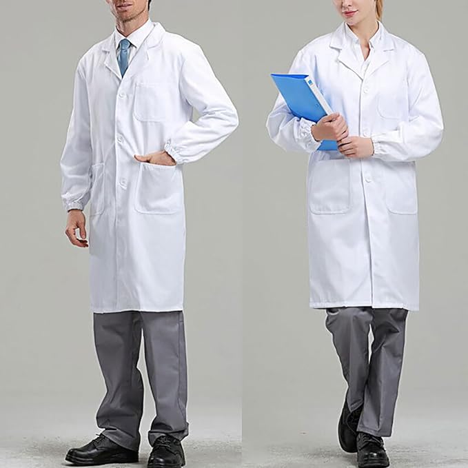 walgreen Xample Lab Coat Hygiene Food Industry Uniform Solutions Unisex Lab/Doctors Coat/Warehouse/Hygiene Coat DIY Coat/Workwear Doctor Students School Coat Women Men,Laboratory Coat (Large),White