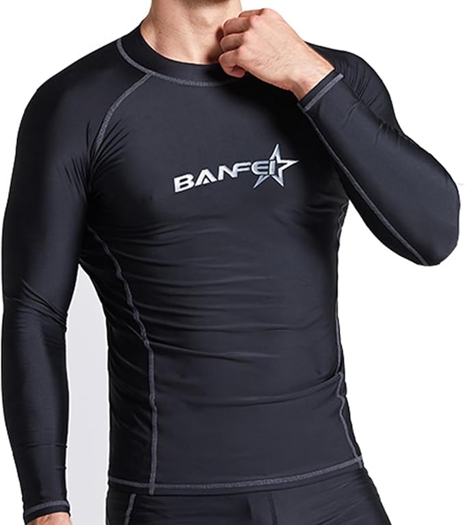 Mens Swim Shirts UPF 50+ Mens Rash Vest Long Sleeve Performance Fit Compression Rash Guard Shirts Quick Dry (UK, Alpha, XL, Regular, Regular, Long Sleeve)