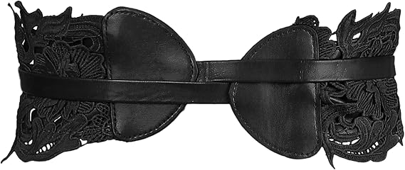 Allegra K Womens Lace Wide Waist Belt Wrap Around Obi Croset Belts Bowknot, Black, 64-106cm/25.20-41.73"