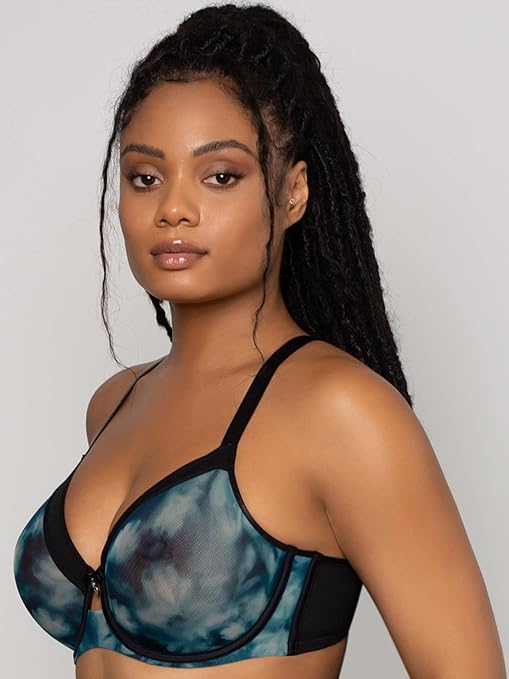 Curvy Couture Women's Sheer Mesh Full Coverage Unlined Underwire Bra