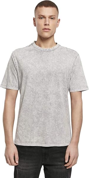 Build Your Brand Men's Acid Washed Tee T-Shirt, Grey Black, 3XL