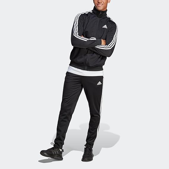adidas Men's Basic 3-Stripes Tricot Tracksuit, Black, L Tall 3 inch
