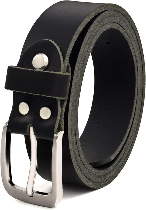 Mens full-leather belt in black made out of buffalo leather, 30mm wide and about 3-4mm thick, can be shortened, suit, jeans #GSw300801 (waist size 95cm)