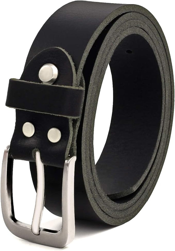Mens full-leather belt in black made out of buffalo leather, 30mm wide and about 3-4mm thick, can be shortened, suit, jeans #GSw300801 (waist size 95cm)