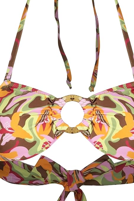 Trendyol Women's Regular fit Strapless Knit Bikini Top Swimwear, Pink-Multicolor, 8