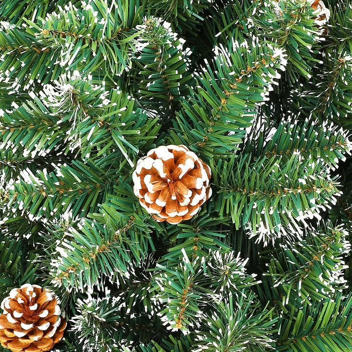 Artificial Christmas Tree with Snow Effect – Pine Cones & Metal Stand