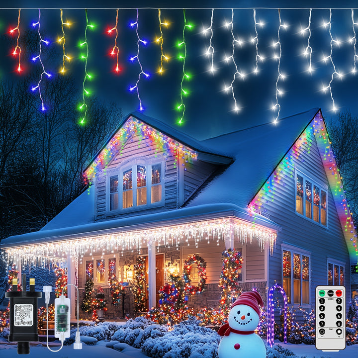23.29m 780 LED Icicle Lights – 8 Modes, Timer, Remote Control, Connectable