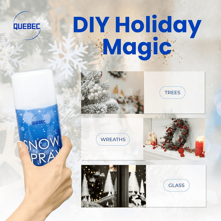 Quebec Artificial Snow Spray – 2 x 100ml Cans for Christmas Trees & Windows