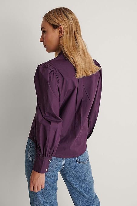 NA-KD Women's Puff Sleeve Shirt, Purple, 6 UK