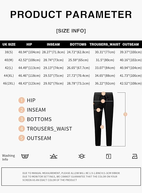 Jolicloth Mens Work Trousers Cargo Jogging Chinos Bottoms Casual Slim Fit Gym Joggers Combat Sweatpants Blue L