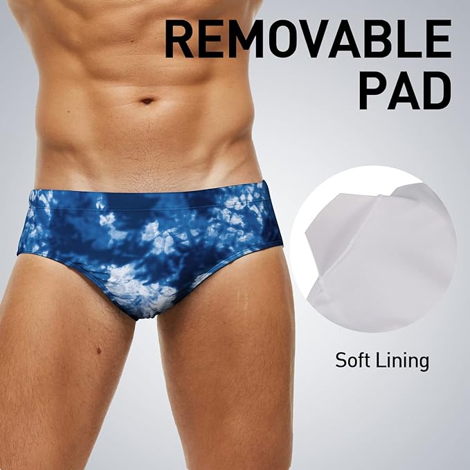 Arcweg Men's Swimming Trunks Briefs Low Waist with Removable Pad Swimwear Elastic Beach Shorts Boxers Underwear