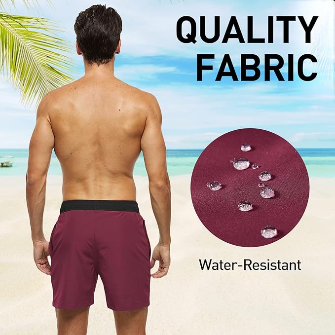 Arcweg Men's Swimming Shorts Mens Swim Trunks with Zipper Pockets Swim Shorts Mesh Lining Stretchy Board Shorts Surfing Beach Shorts Quick Dry