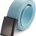 Cut To Fit Canvas Web Belt Size Up to 52" with Flip-Top Solid Black Military Buckle (Sky Blue)