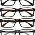 OPULIZE Pep Reading Glasses 6 Pack Classic Everyday Rectangular Frame Spring Hinges Scratch Resistant Black Brown Transparent Grey Mens Womens +2.50