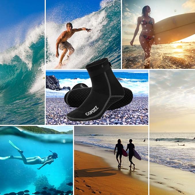 COPOZZ 3 mm diving socks, neoprene socks for adults, women, men, thick diving socks, water sports, swimming socks for swimming, snorkelling, sailing, surfing, water sports