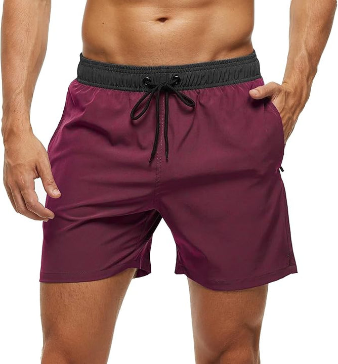 Arcweg Men's Swimming Shorts Mens Swim Trunks with Zipper Pockets Swim Shorts Mesh Lining Stretchy Board Shorts Surfing Beach Shorts Quick Dry