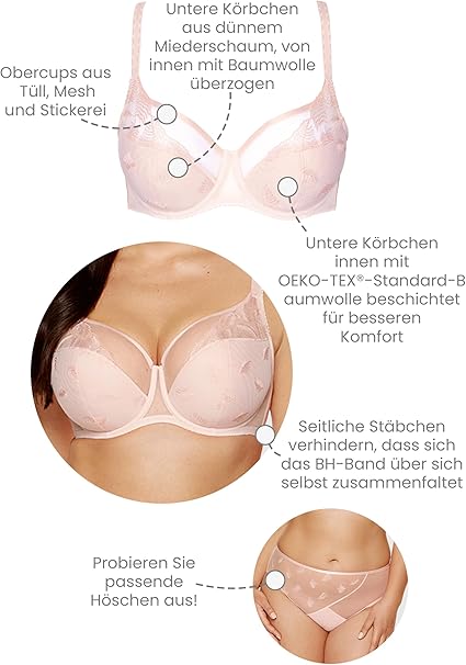 Gorteks Women's Tiana-B3 Bra, Puderrosa, 32GG