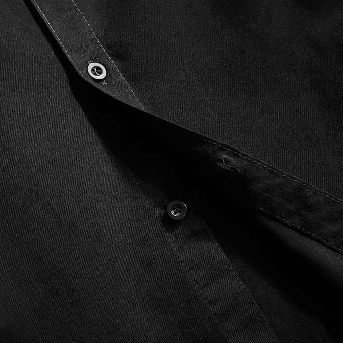 Spring&Gege Boys' Long Sleeve Solid Formal Uniform Cotton Twill Dress Shirts, Black, 13-14 Years