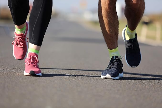 Rainbow Socks - Women Men Colourful Cotton Sneaker Sport Socks - 6 Pairs - Orange Red Yellow Turquoise Green Fuchsia - Size 10-11,5