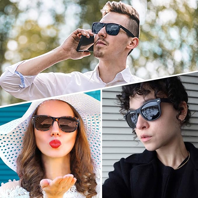 Joopin Square Polarised Sunglasses Mens UV Protection Unisex Retro Sunglasses Womens for Driving Hiking Fishing Sports 2024 (Black Grey)