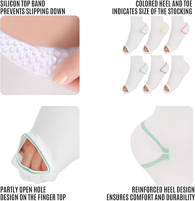 invera Anti-Embolism Compression Stockings Thigh High Unisex Ted Tube Socks 15-20 mmHg Moderate Level, White, X-Large (1 Pair)