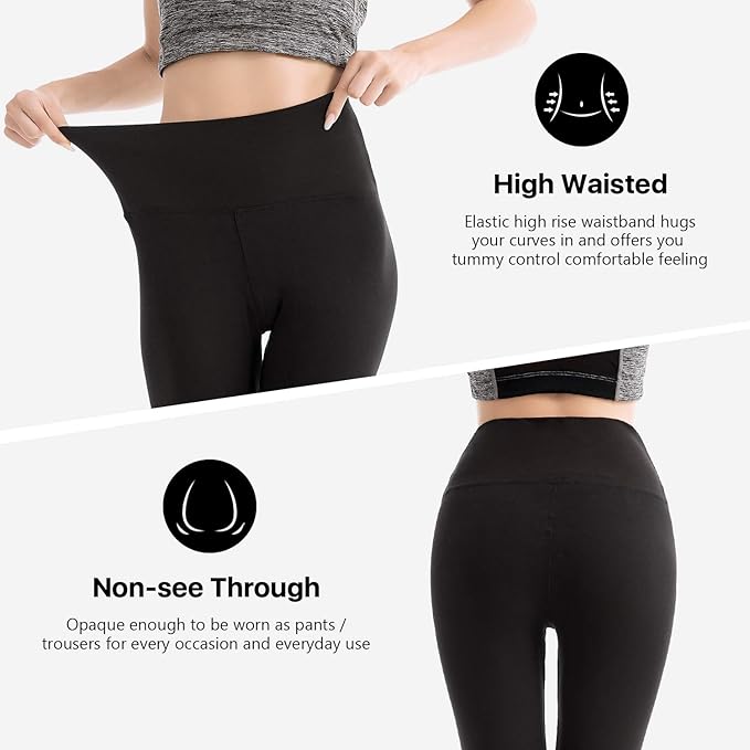SINOPHANT High Waisted Leggings for Women, Buttery Soft Elastic Opaque Tummy Control Leggings, Plus Size Workout Gym Yoga(Dark yellow1,L-XL)