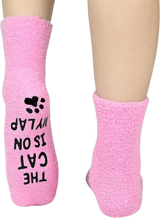 KOOOGEAR Funny Dog Socks Cat Socks,Great Gifts Ideals for Women Mum Girlfriend Gifts Novelty Fluffy Socks for Dog (UK, Numeric, 4, 7, Regular, Regular, Pink-Cat)