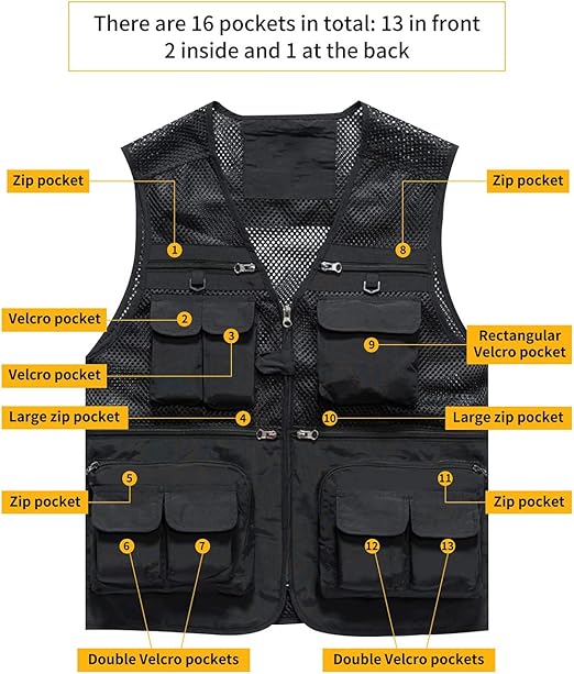 Sukany Men's Mesh Fishing Vest Utility Multi-Pocket Outdoor Work Shooting Safari Travel Photography Vest Army Green XL