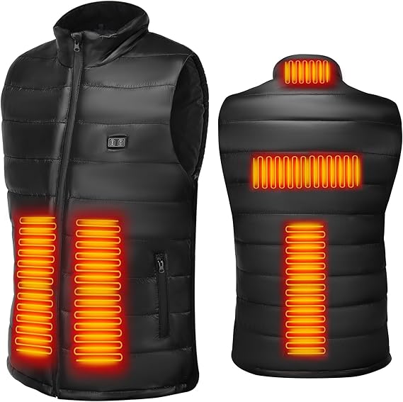 Geegear Men's Heated Vest, Electric Heated Gilet with 5 Heating Zones Lightweight USB Winter Body Warm Jacket Waterproof Vest for Outdoor Hunting Hunting Fishing (Battery Not Included)