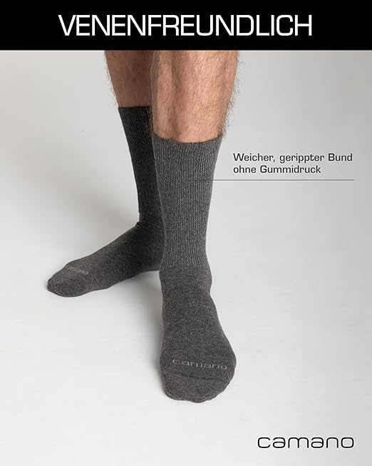 Camano Crew Online Unisex Diabetic Socks 4p, Black, 9-11