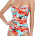 RELLECIGA Women's Tummy Control Swimwear Strapless One Piece Swimsuit for Women, Blue Floral, Medium