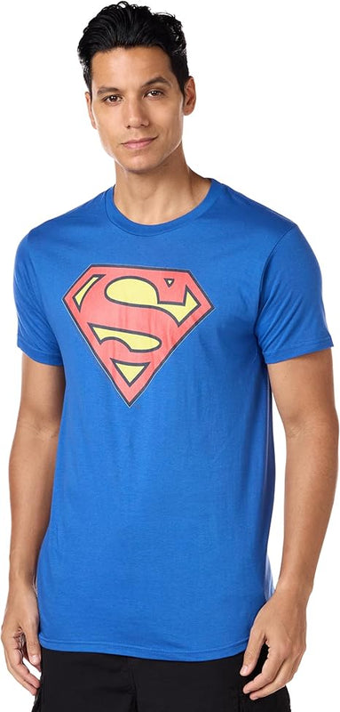 DC Comics Men's Superman Classic Logo T-Shirt, Royal, Large