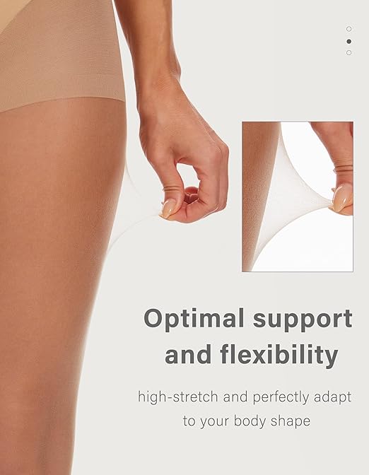 CozyWow 20 Denier Sheer Tights for Women,High Waist Control Top Silk Stockings,Comfortable Women's Pantyhose with Reinforced Toes 2Beige-L