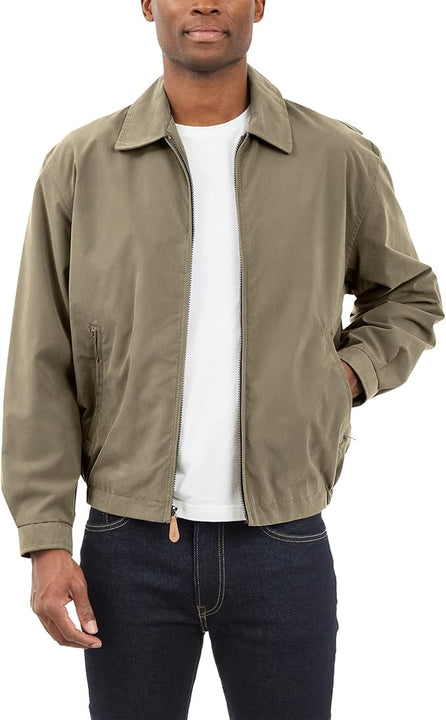 London Fog Men's Auburn Zip-Front Golf Jacket (Regular & Big-Tall Sizes) Cotton Lightweight, Olive, S