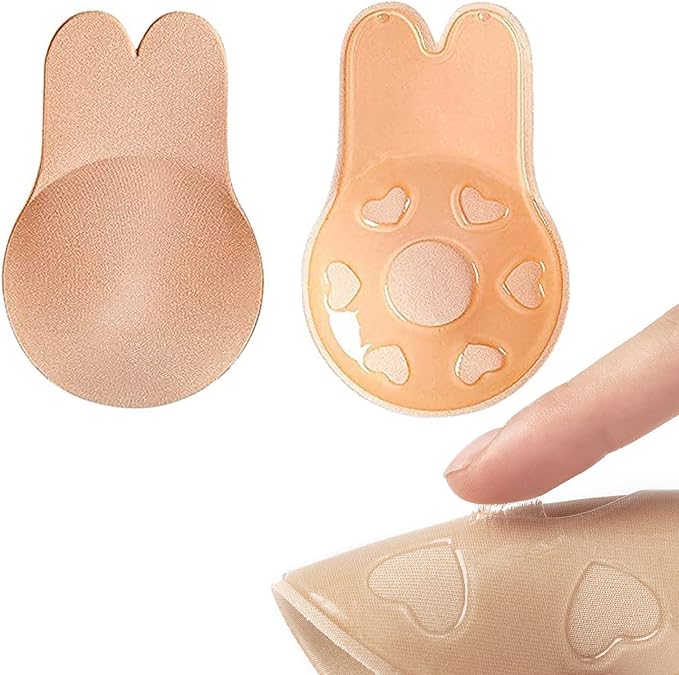 HonLena Stick on Bra Strapless Bras,Women Backless Bra,Rabbit Lift-Up Bra,Reusable Bra for Women Backless Evening Dress for Girls Women Beige