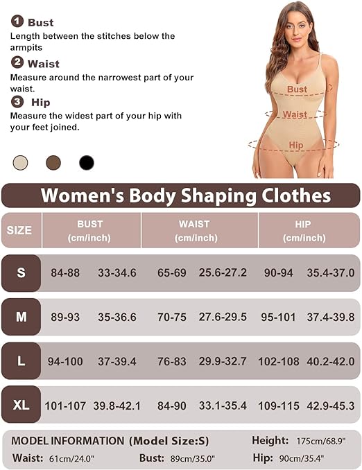 Niwicee Shapewear Bodysuit for Women Tummy Control Body Shaper Seamless Sculpting Bodysuit Adjustable Straps V-Neck Leotard Shapewear Sleeveless Jumpsuit Tops Skims Bodysuit(Skin,L)