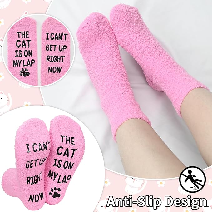 KOOOGEAR Funny Dog Socks Cat Socks,Great Gifts Ideals for Women Mum Girlfriend Gifts Novelty Fluffy Socks for Dog (UK, Numeric, 4, 7, Regular, Regular, Pink-Cat)