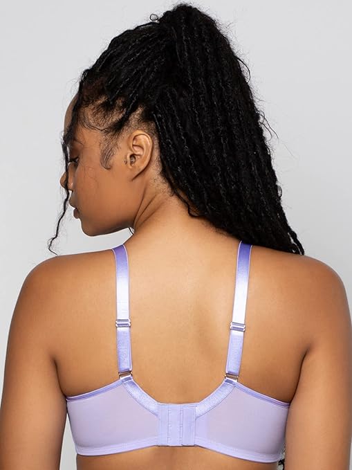 Curvy Couture Women's Sheer Mesh Full Coverage Unlined Underwire Bra
