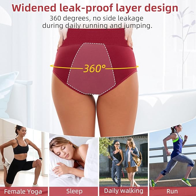 Gonggi 4PCS Period Pants for Women Heavy Flow, Postpartum Underwear High Waisted, Leakproof Plus Size Cotton Postnatal Recovery Briefs for Moms and Womens Soft Absorbent (XXL)