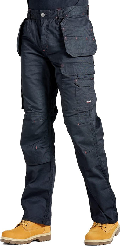 Proluxe Endurance Multi Pocket Cargo Combat Tradesman Trouser with Knee Pad Pockets and Reinforced Seams, Black, 30